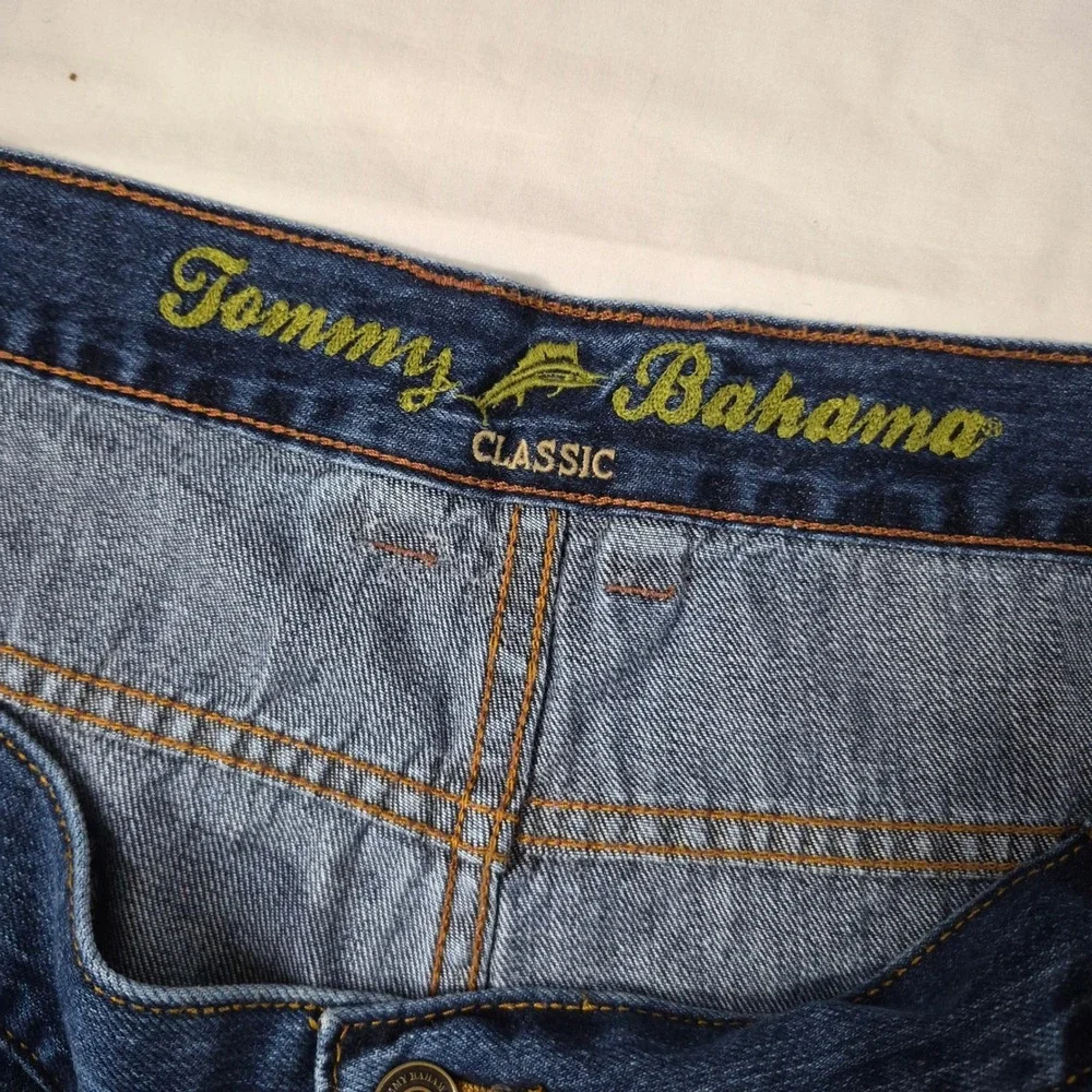 Tommy Bahama Jeans Mens 54 (52)/32 Classic Fit Blue Denim Straight Cotton Tencel
